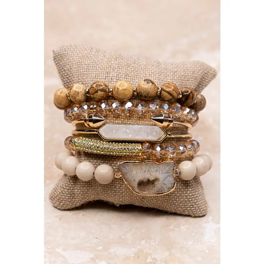 Gold & Natural Stone Bracelet Set