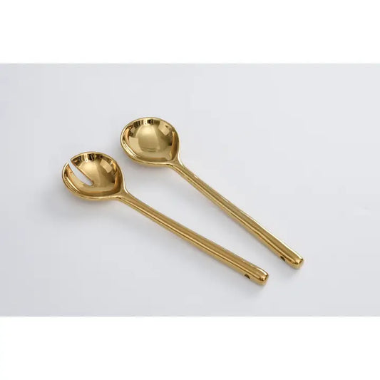 Gold Porcelain Salad Servers