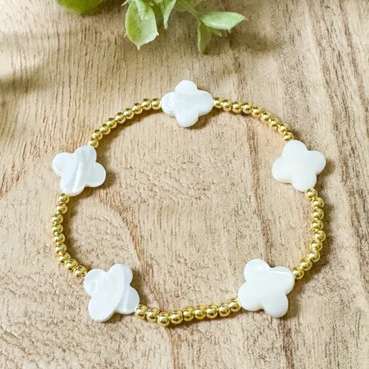 White & Gold Stretch Bracelet