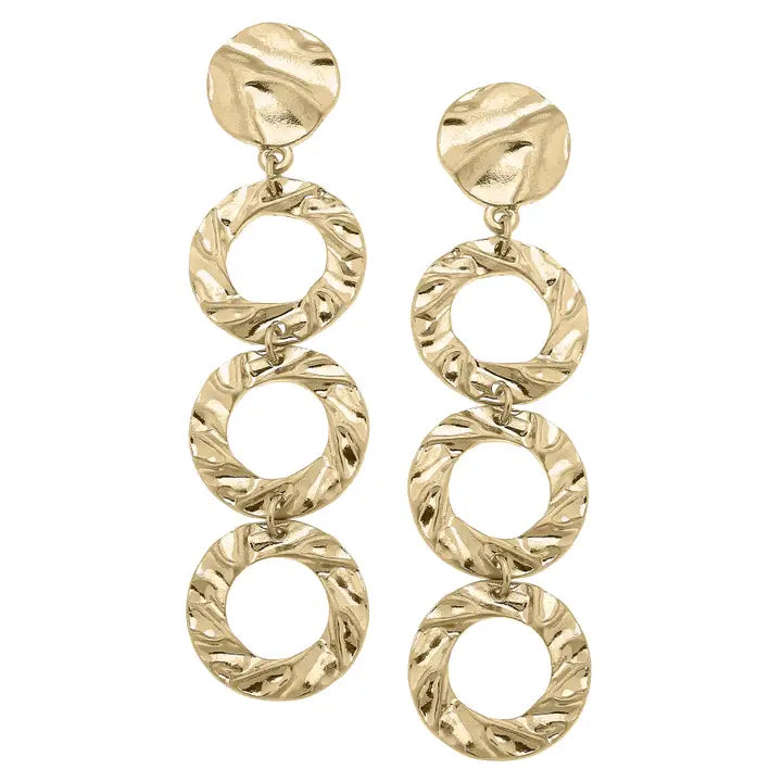 Gold Metal Triple Disc Earrings
