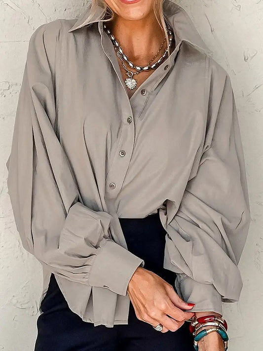 Gray Balloon Sleeve Top