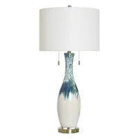 Green & Blue Ceramic Lamp 36"h