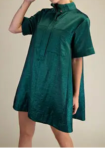 Green Short Sleeve Mini Dress
