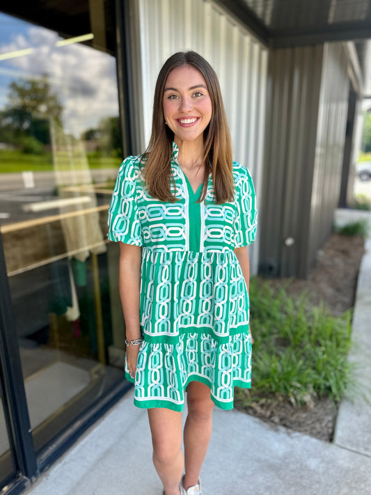 Green Geometric Dress