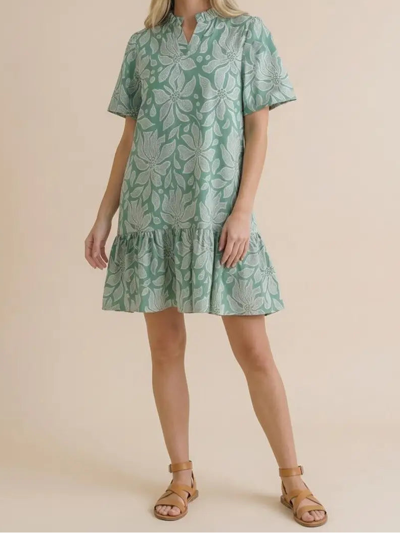 Green Plus Size Floral Dress