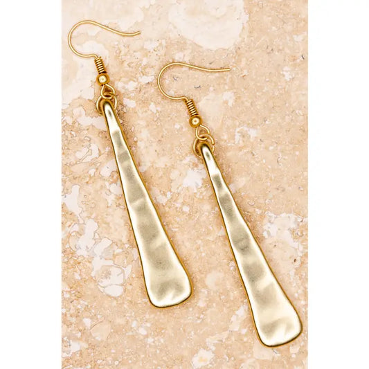 Hammered Gold Triangle Earring