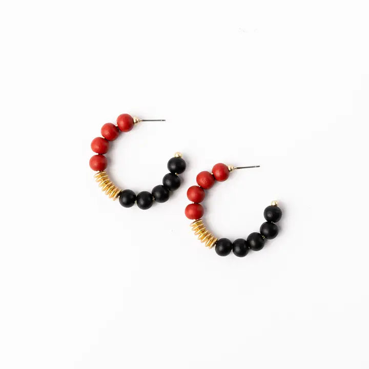 Red Black Hoop Earrings