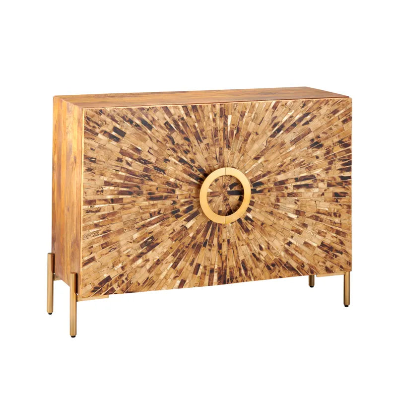 Wood Inlay 2 Door Cabinet