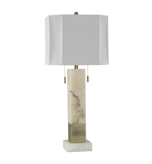 Marble & Gold Twin Pull Chain Lamp 36"h