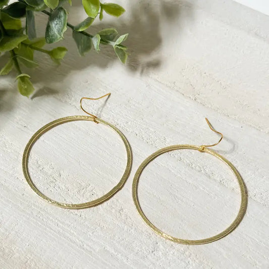Brushed Gold Hoop Earrings