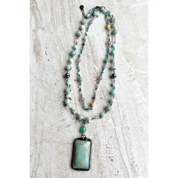 Layered Turquoise Beaded Necklace
