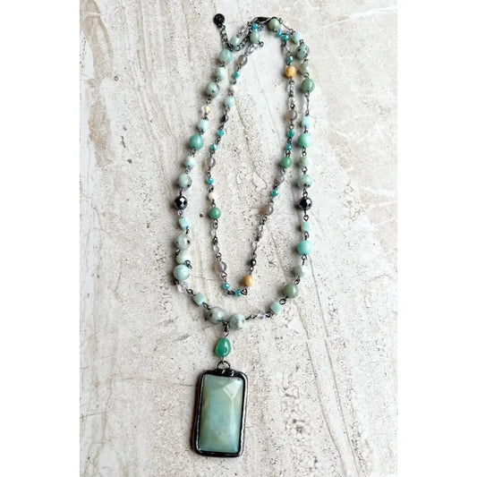 Layered Turquoise Beaded Necklace