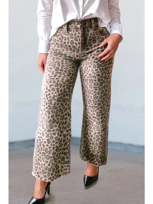 Leopard Frayed Pants