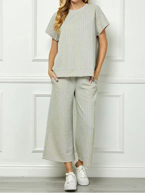 Plus Size Light Blue Tweed Set