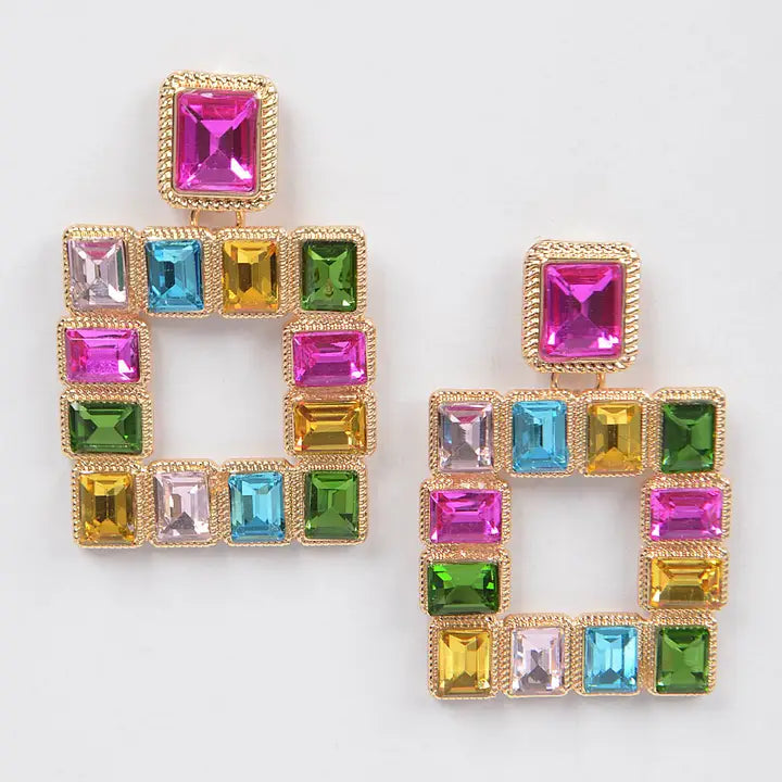 Square Rhinestone Earrings