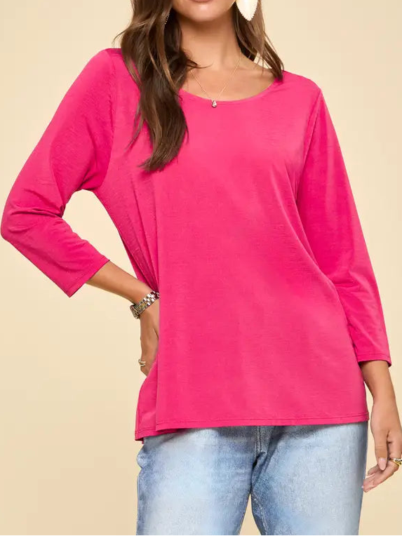 Plus Magenta Round Neck Top