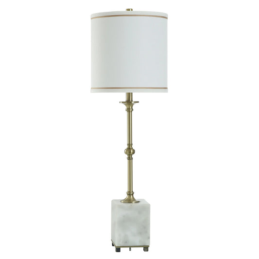 Gold Lamp with Square Marble Base 34.5"H