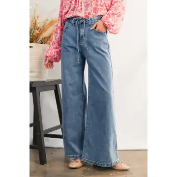 Medium Wash Wide Leg Denim Pants