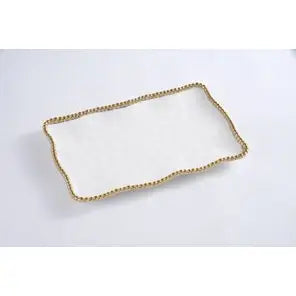 Medium White & Gold Porcelain Platter