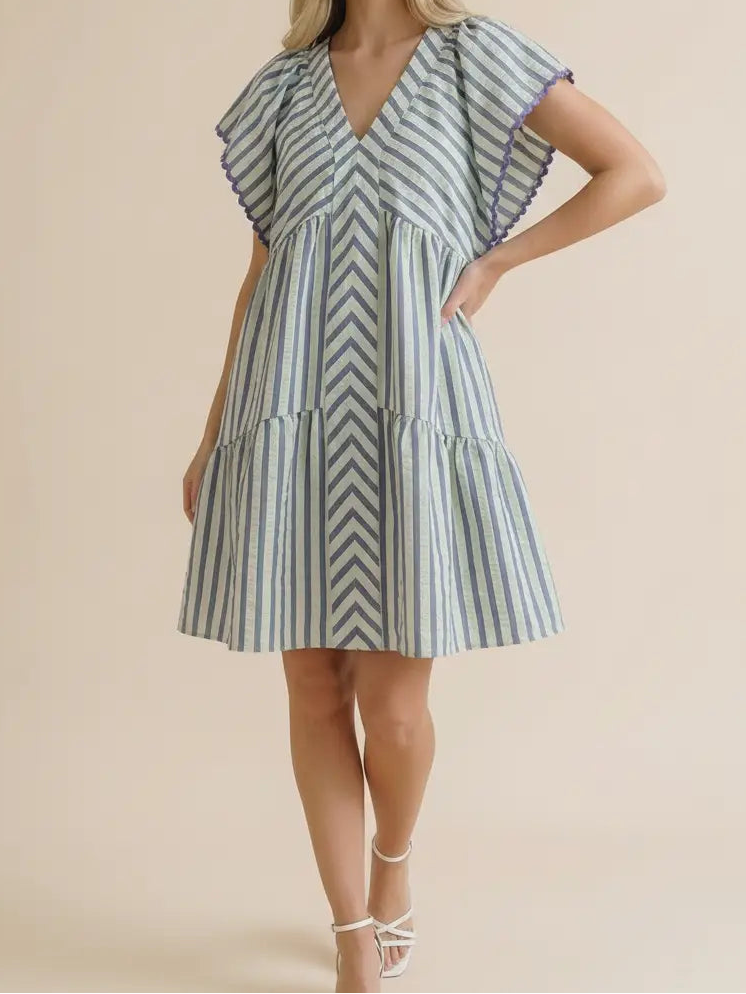 Mint Blue V-Neck Dress