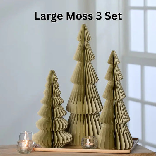Moss Vintage Folding Christmas Trees S/3