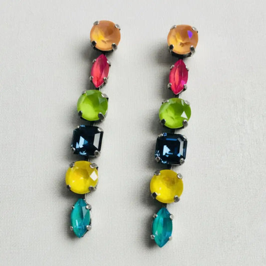 Multi Mixed Swarovski Crystal Statement Earrings
