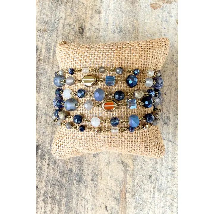 Navy Beaded Stone Bracelet