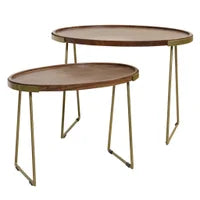 Wooden top Oval Nesting Tables set 20"h x 18"w
