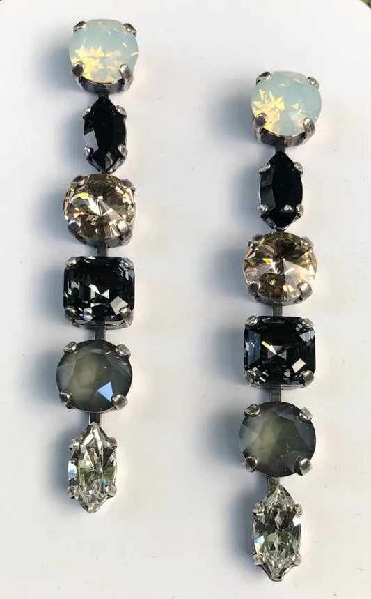 Neutral Mixed Crystal Dangle Earrings