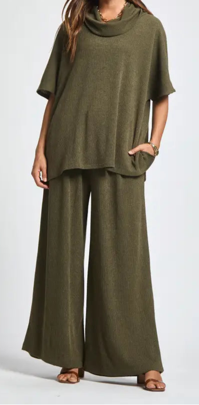 Olive Green 2 Piece Ribbed Set