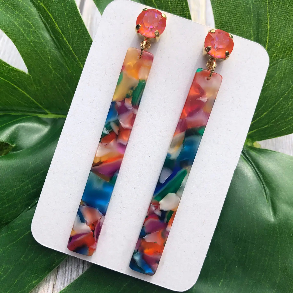 Orange Multi Stick Drop Earrings