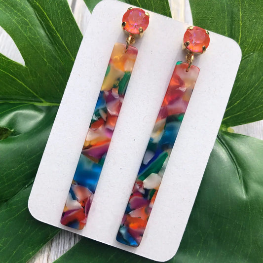 Orange Multi Stick Drop Earrings