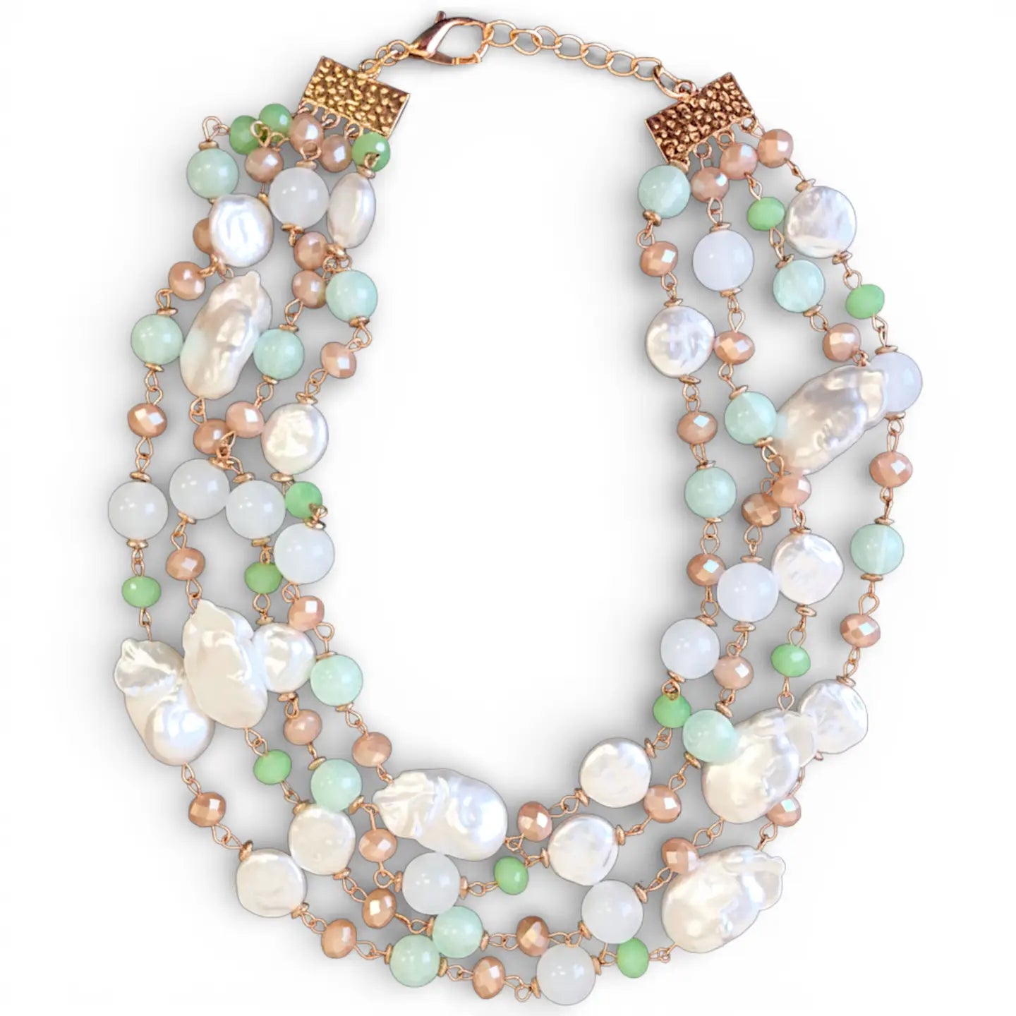 Pastel Beaded Pearl Collar Necklace