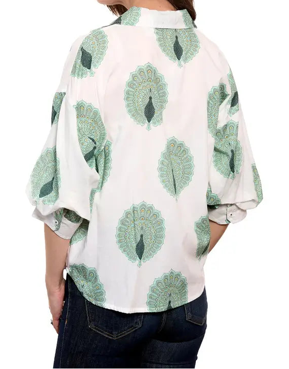 Cotton Peacock Print Top
