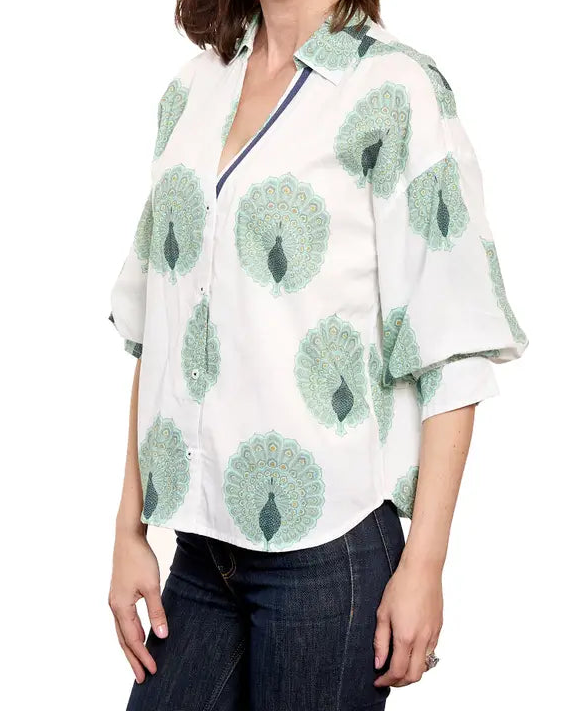 Cotton Peacock Print Top