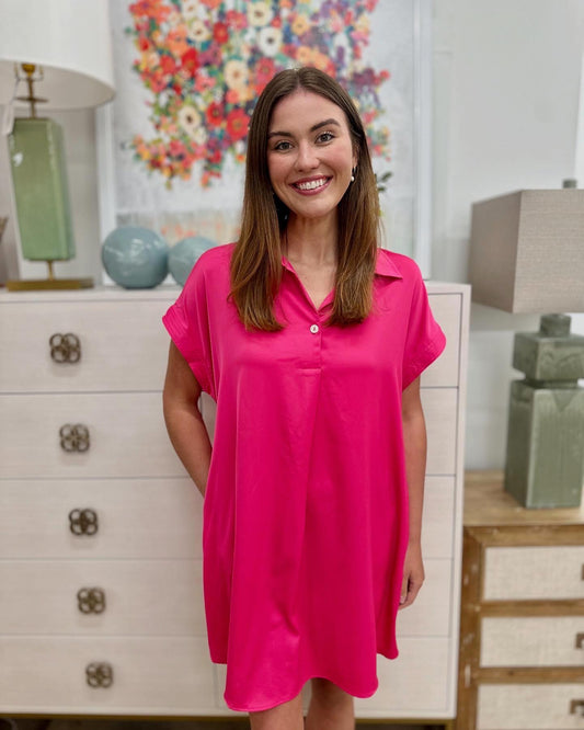 Hot Pink Collared Dress