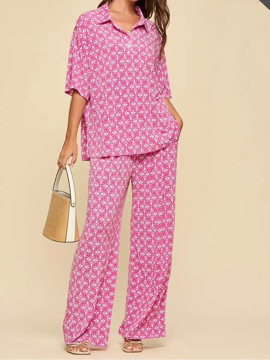 Pink & White Plus Relaxed Fit Set