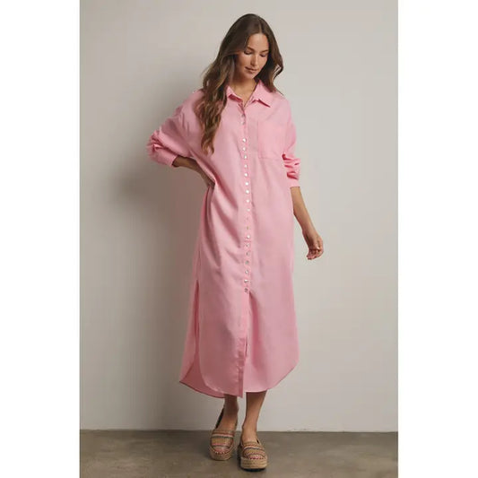 Pink Collared Maxi Dress