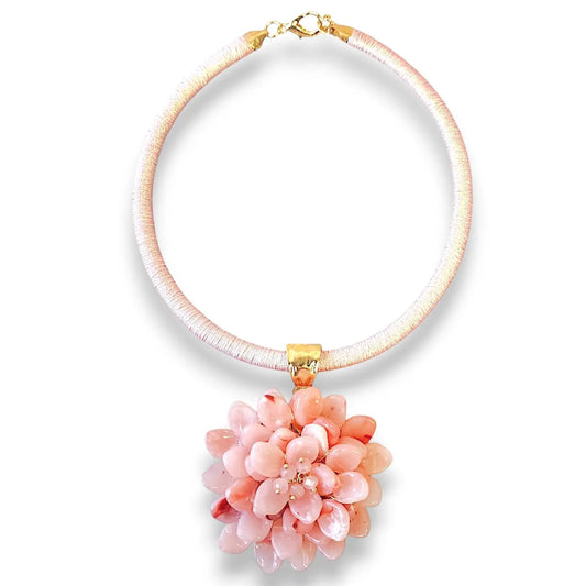 Pink Flower Collar Necklace