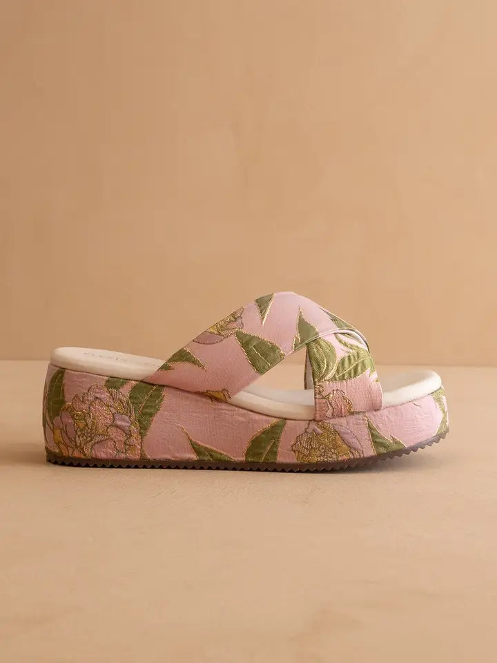 Pink Floral Platform Heel