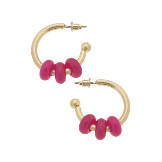 Pink Gemstone Hoop Earrings