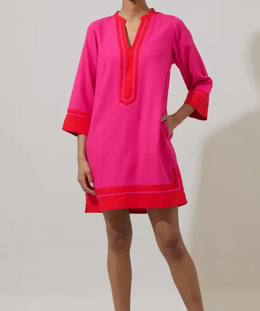 Pink Linen Mini Dress