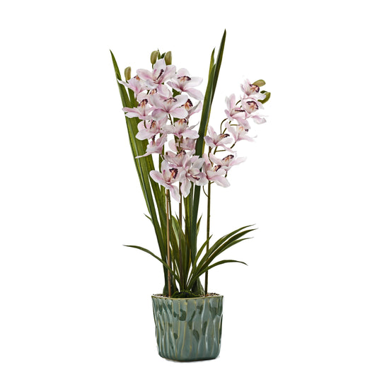 Pink Real Touch Orchids in Ceramic Pot