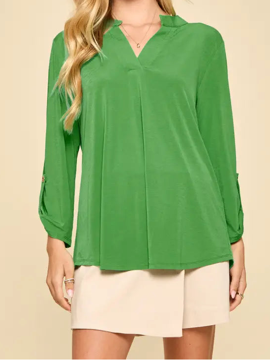 Plus Green 3/4 Sleeve Top