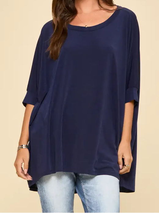 Plus Navy Tunic Top