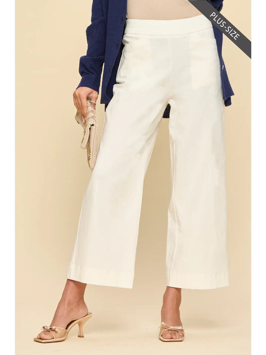 Plus Off White Wide Leg Pants