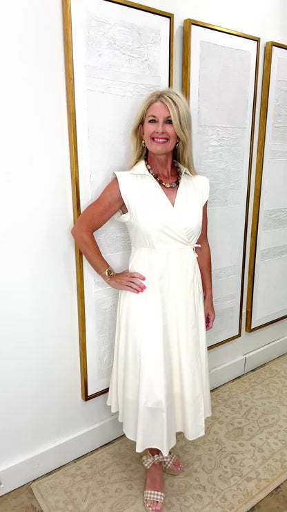 Ivory Collared Midi Dress