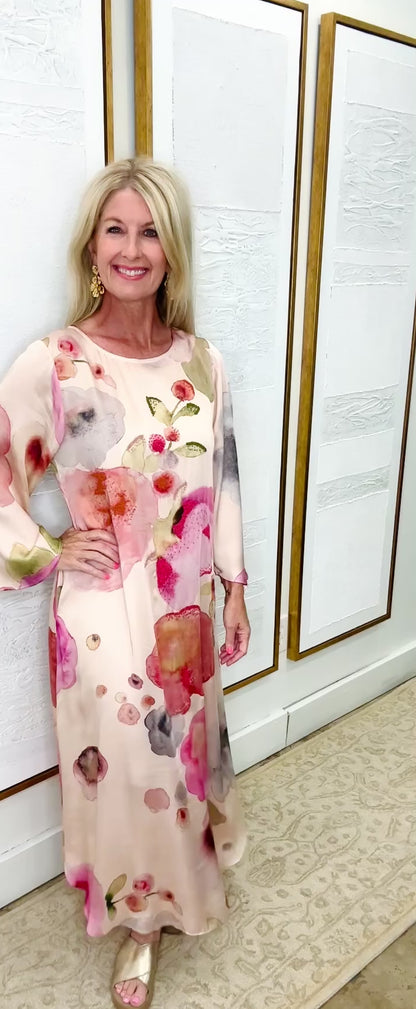 Pink Poppies Beaded Dress