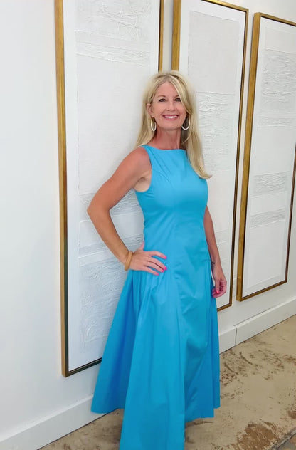 Blue Sleeveless Maxi Dress