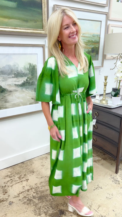 Ex Voto Milly Maxi Dress-Treetop Green